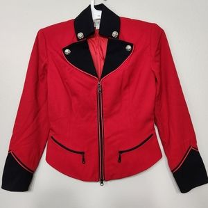 MOSCHERY Wool Lined Blazer Equestrian Military Track Zip Jacket